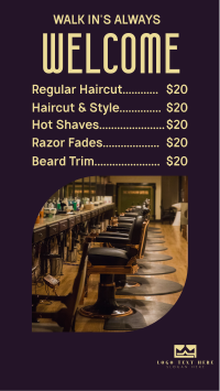 Barber Shop Price List Instagram Story