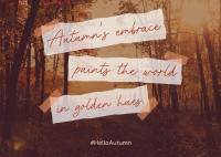 Autumn's Embrace Quote Postcard Design