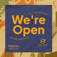 We're Open Crumpled Paper Instagram Post Image Preview