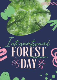 Doodle Shapes Forest Day Flyer