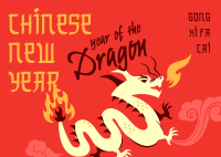 Playful Chinese Dragon Postcard
