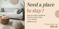 Cozy Place to Stay Twitter Post Design