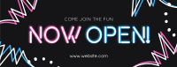 Now Open Neon Lights Facebook Cover