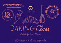 Illustrated Baking Class Postcard