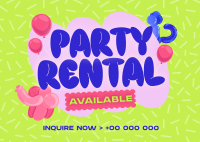 Cutesy Party Rental Postcard Design