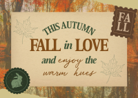 Autumn Quotes Vintage Postcard Design