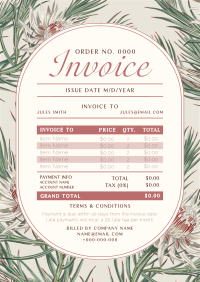 Vintage Floral Wedding Invoice