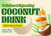 Refreshing Coconut Drink Postcard Design