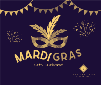 Mardi Gras Mask Facebook Post Design