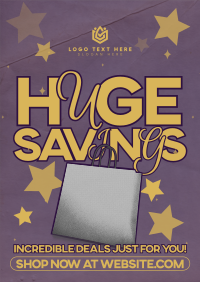 Retro Minimalist Huge Savings Poster