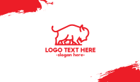 Red Cattle Outline Business Card Design