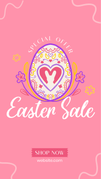 Floral Egg with Easter Bunny and Shapes Sale Instagram Story