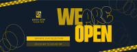 Modern Abstract We're Open Facebook Cover Image Preview