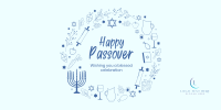 Happy Passover Wreath Twitter Post