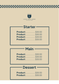 Pizza Checkered Menu Design