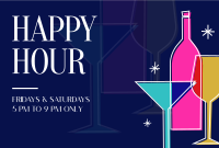 Retro Happy Hour Pinterest Cover Design