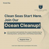 Ocean Day Clean Up Minimalist Instagram Post Design