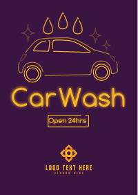 Neon sign Car wash Flyer