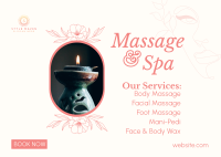 Spa Available Services Postcard Image Preview