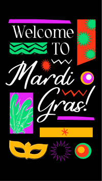 Mardi Gras Mask Welcome TikTok Video Design