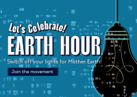 Earth Hour Light Bulb Postcard