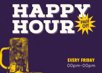 Retro Happy Hour Postcard