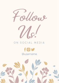 Floral Follow Us Poster