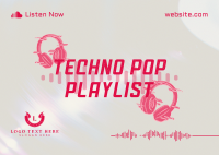 Techno Pop Music Postcard Design