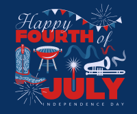 4th of July Illustration Facebook Post