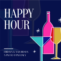 Retro Happy Hour Instagram Post Design