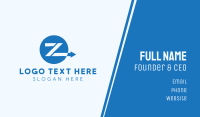 Blue Arrow Letter Z Business Card