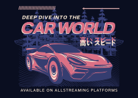 Retro Car Podcast Postcard Design