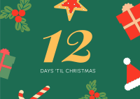 Cute Christmas Countdown Postcard Design