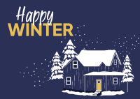 Snow covered House Postcard Design