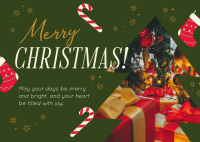 Merry and Bright Christmas Postcard Design