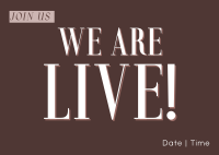 Minimalist Live Announcement Postcard