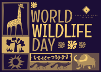 Paper Cutout World Wildlife Day Postcard