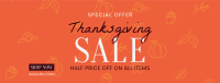 Thanksgiving Line Art Sale Facebook Cover Image Preview