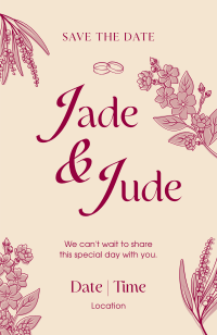 Illustrated Floral Wedding Invitation Image Preview