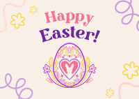 Floral Egg with Easter Bunny Postcard