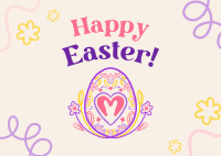 Floral Egg with Easter Bunny Postcard Image Preview