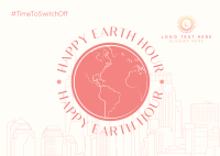 Earth Hour Lineart Postcard