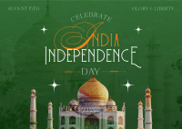 India Independence Taj Mahal Postcard Design