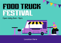 Retro Food Truck Festival Postcard Design