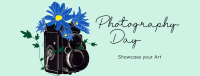 Old Camera and Flowers Facebook Cover Image Preview