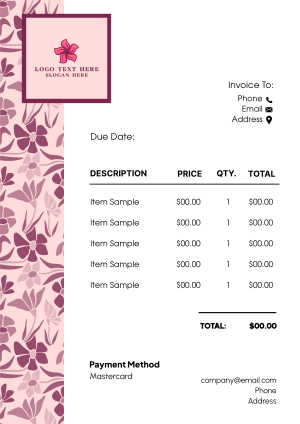 Abstract Flowers Invoice Image Preview