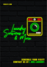 Neon Laundry Shop Flyer