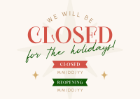 Holiday Closing Badge Postcard