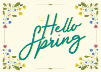 Floral Hello Spring Postcard