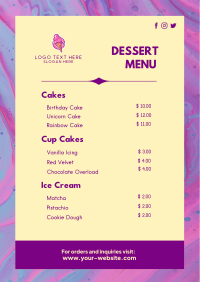 Sweet Dessert Menu Design